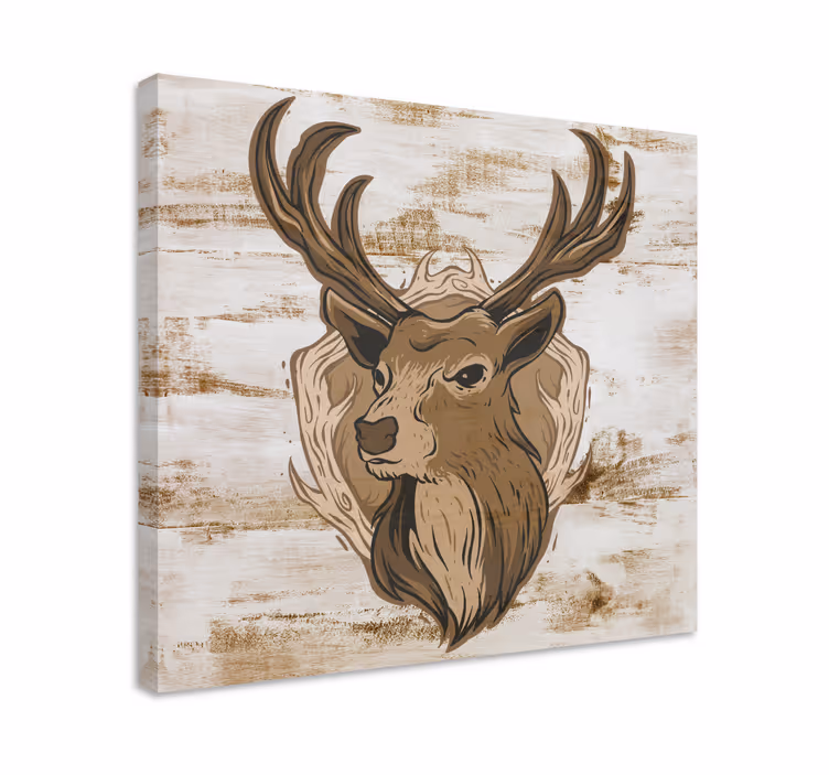 Canvas schilderij herten Houten hert - TenStickers