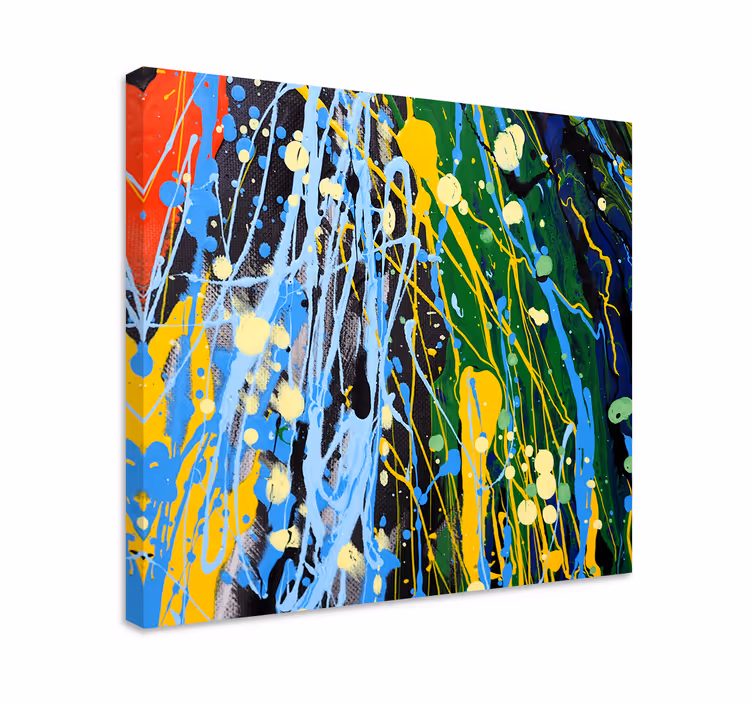 Canvas schilderij abstract levendige kleursplashen - TenStickers