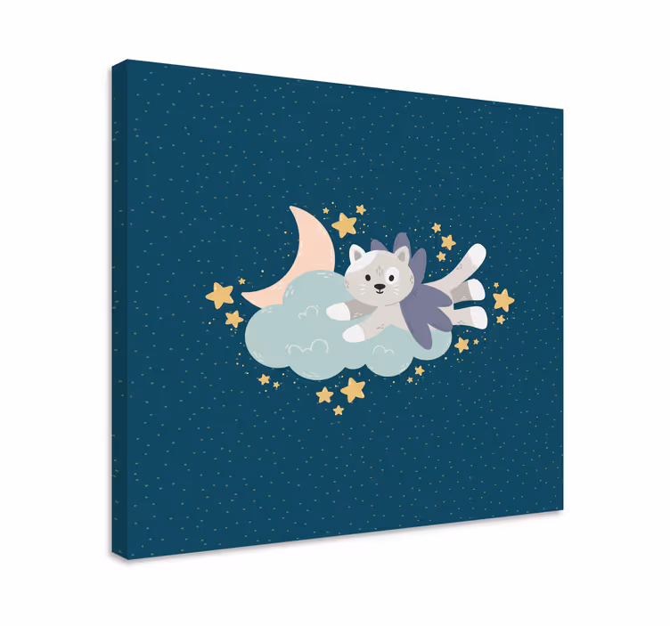 Canvas schilderij kat vliegende kat droom - TenStickers