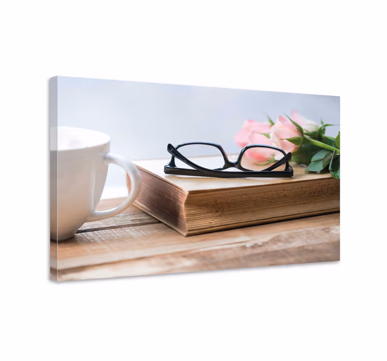 Canvas schilderij bloemen en planten coffee en rozen - TenStickers