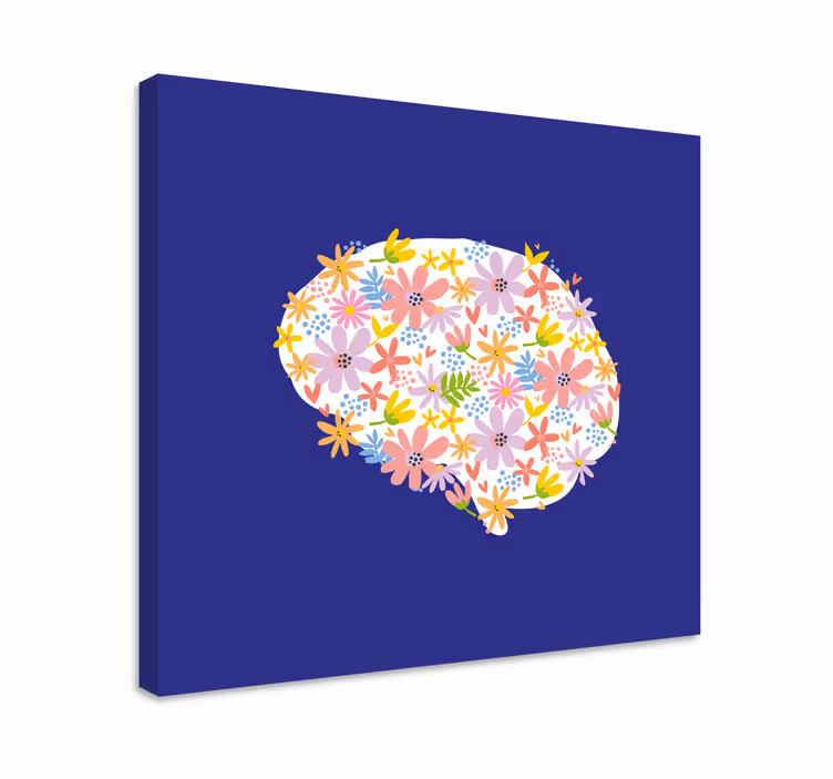 Canvas schilderij bloemen en planten kleurrijk patroon - TenStickers