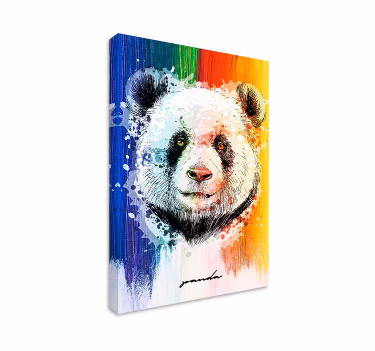 Canvas schilderij dieren kleurrijk panda portret - TenStickers
