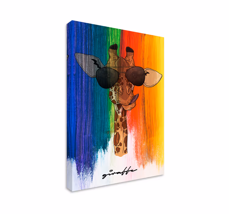 Paarden schilderij op canvas giraffe met zonnebril - TenStickers