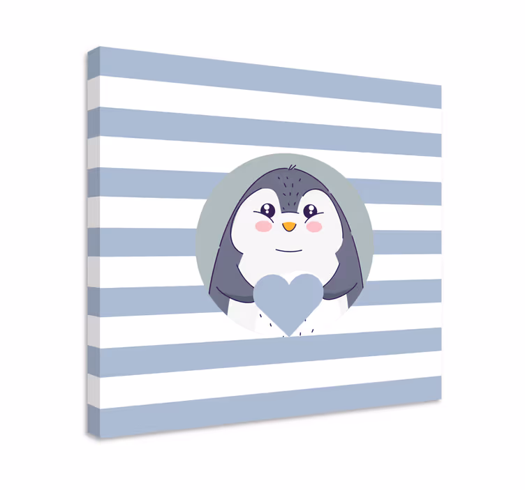 Canvas schilderij baby's schattige pinguïn omhelzing - TenStickers