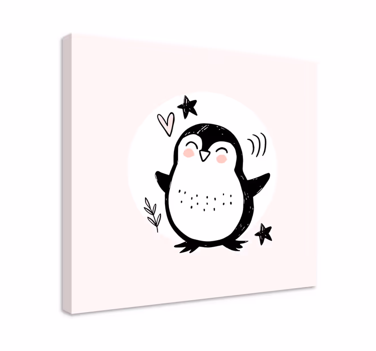 Canvas schilderij baby's Schattige getekende babypinguïn doodle - TenStickers