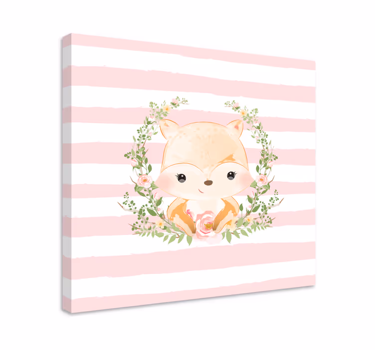Canvas schilderij dieren schattige vos ingelijst - TenStickers