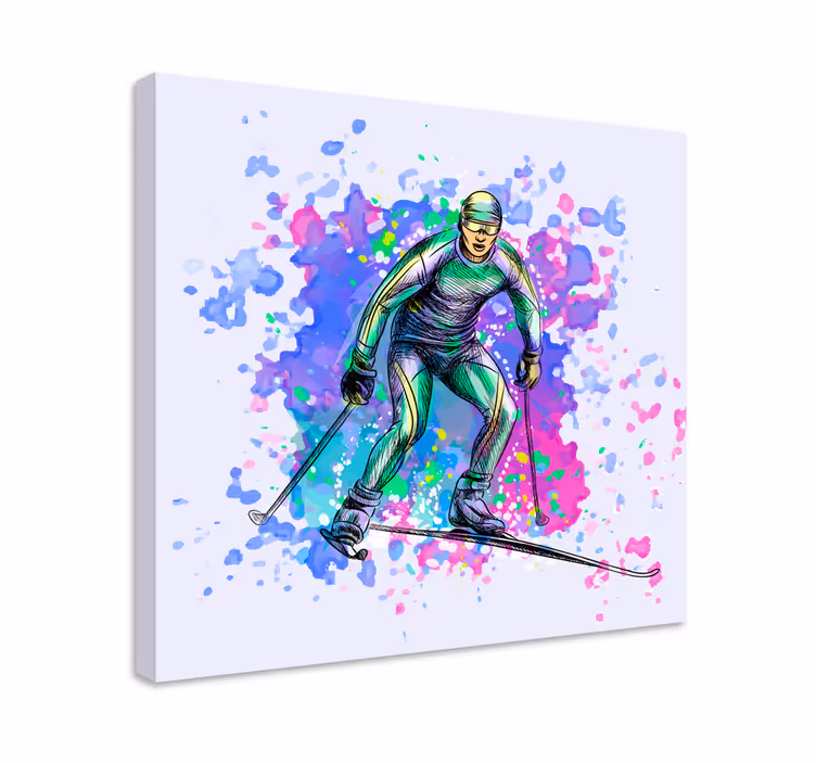 Canvas schilderij sport skiën actiescène - TenStickers