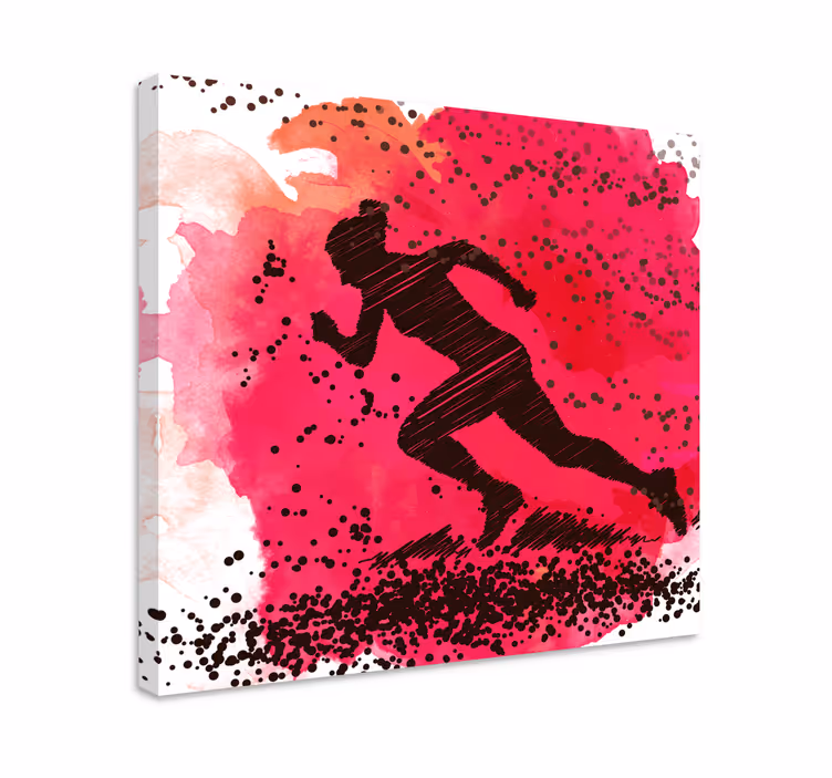 Canvas schilderij sport dynamische hardloper silhouet - TenStickers