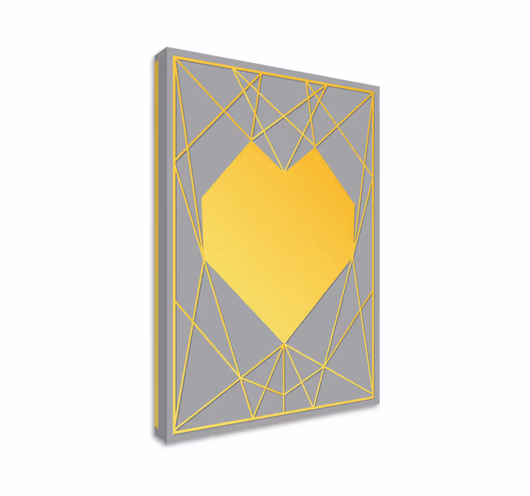 Geometrische canvas schilderij gele hart geometrie - TenStickers