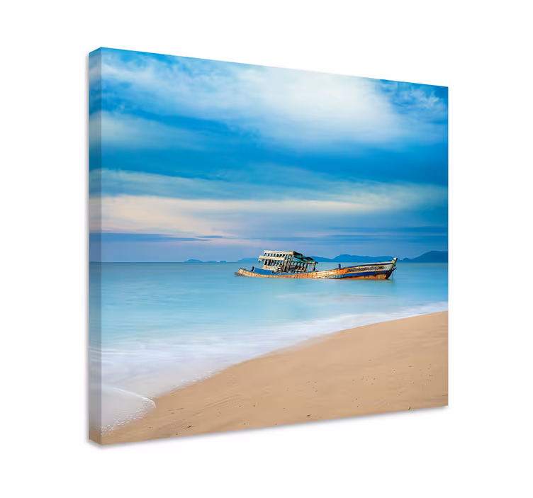Canvas schilderij marine verlaten boot scene - TenStickers