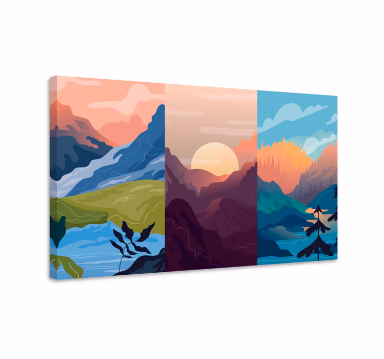 Canvas landschap bergzonsopgang scène - TenStickers