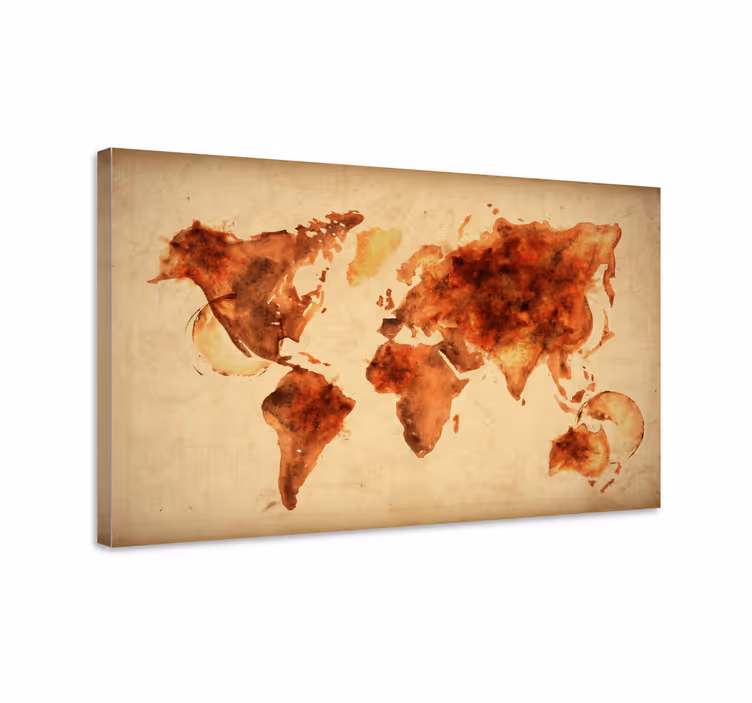 Wereldkaart canvas schilderij aquarelle wereldkaart - TenStickers