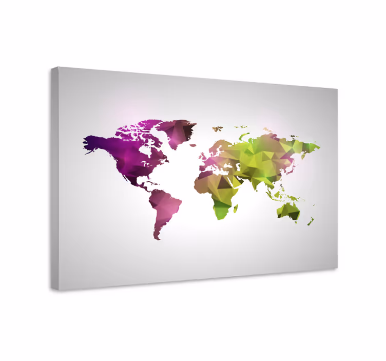 Wereldkaart canvas schilderij polygonale wereldkaart - TenStickers
