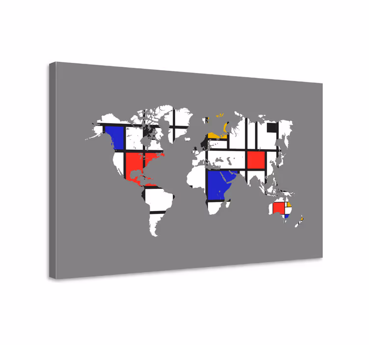 Wereldkaart canvas schilderij wereldkaart compositie - TenStickers