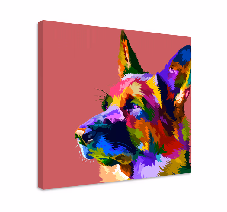 Canvas schilderij honden Regenboog duitse shepar - TenStickers