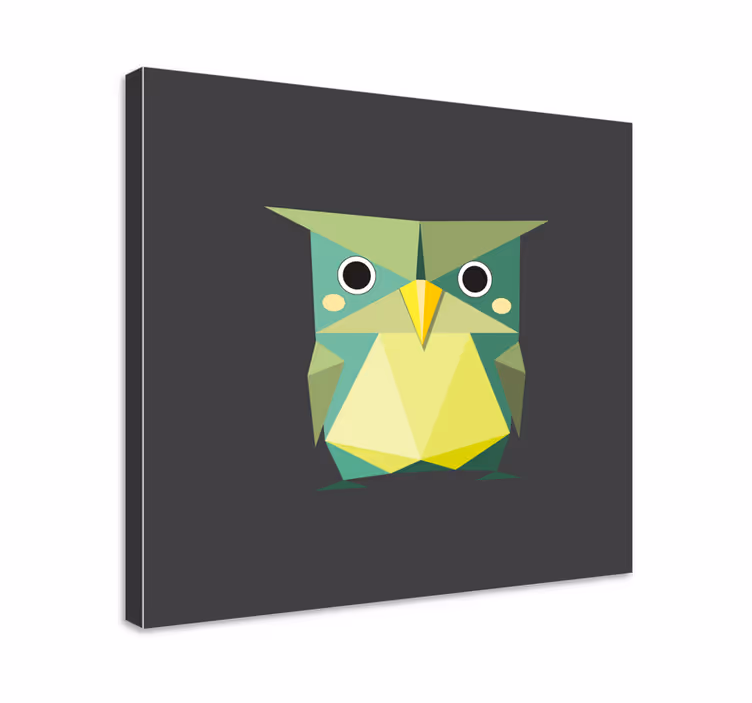 Geometrische groene uil Canvas schilderij dieren - TenStickers