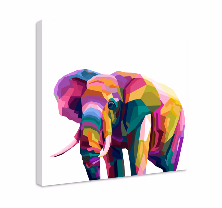 Canvas schilderij kleurige realistische olifant - TenStickers