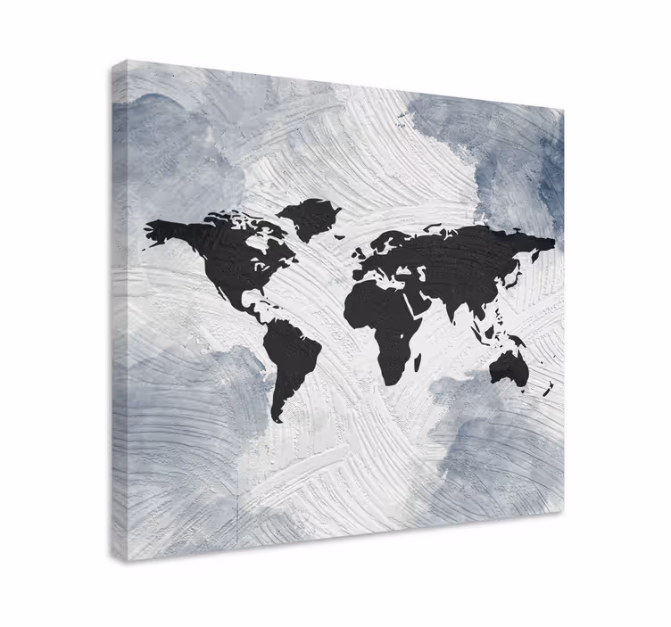 Wereldkaart canvas schilderij moderne wereldomtrek - TenStickers
