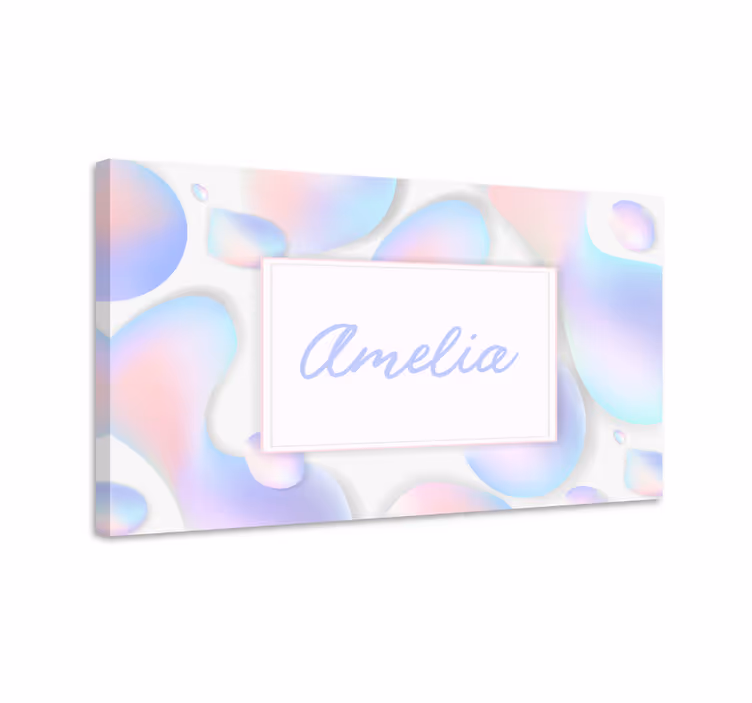 Kleurrijke bubbels met naam Canvas landschap - TenStickers