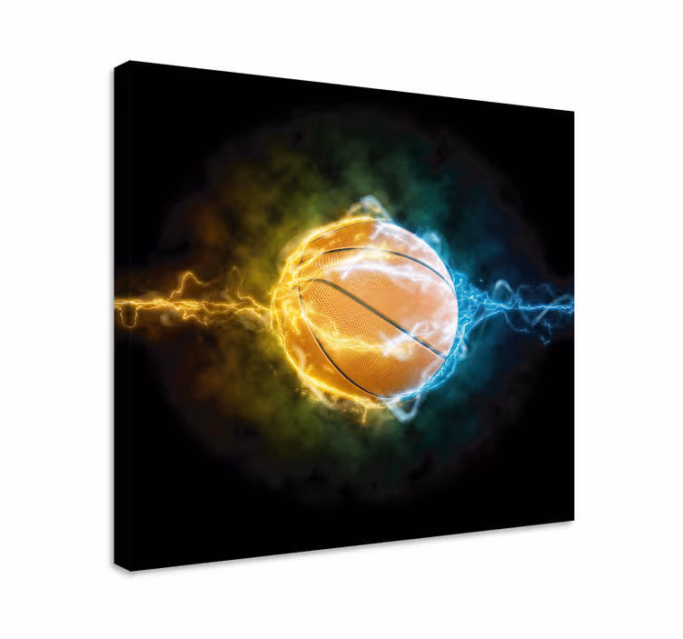 Canvas schilderij jongeren Water en vuur basketbal - TenStickers