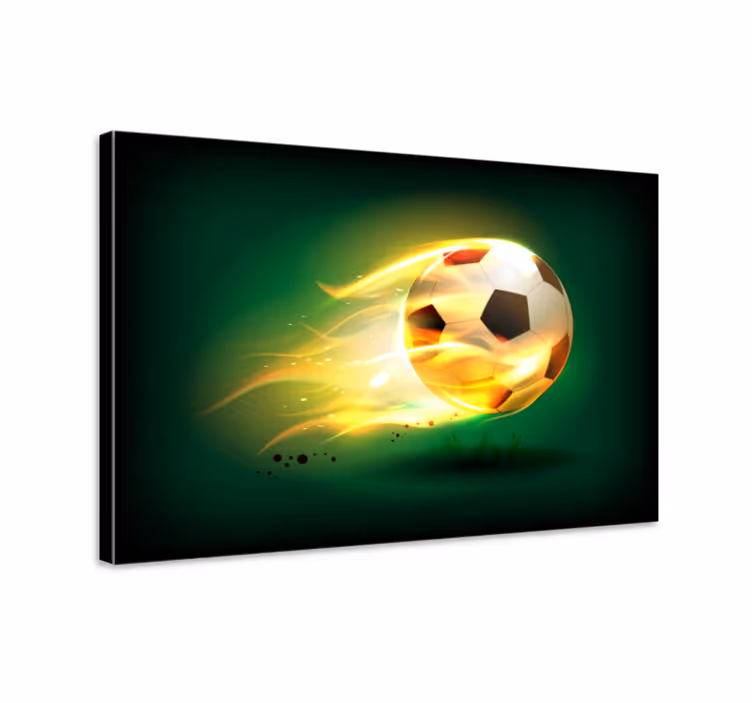 Canvas schilderij jongeren Cool voetbal in brand - TenStickers