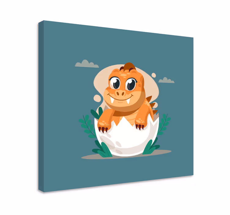 Canvas schilderij dinosaurussen Dinosaurus baby in schelp - TenStickers