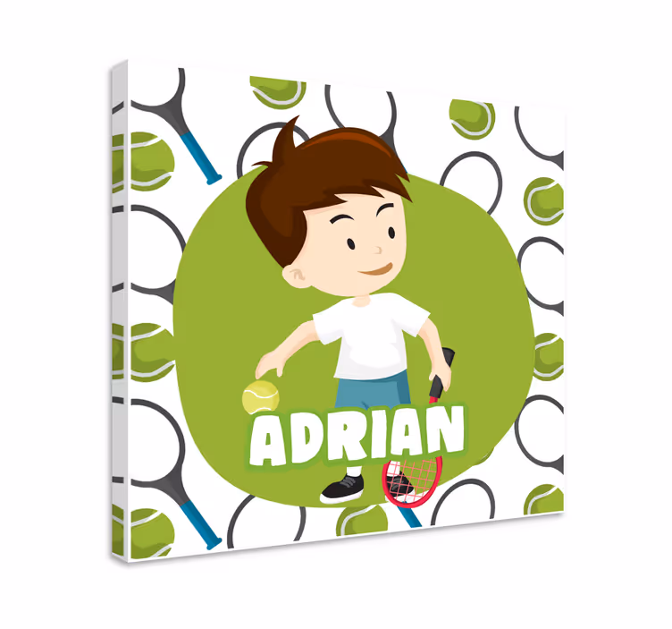 Canvas schilderij kinderen gepersonaliseerde tennisbal - TenStickers