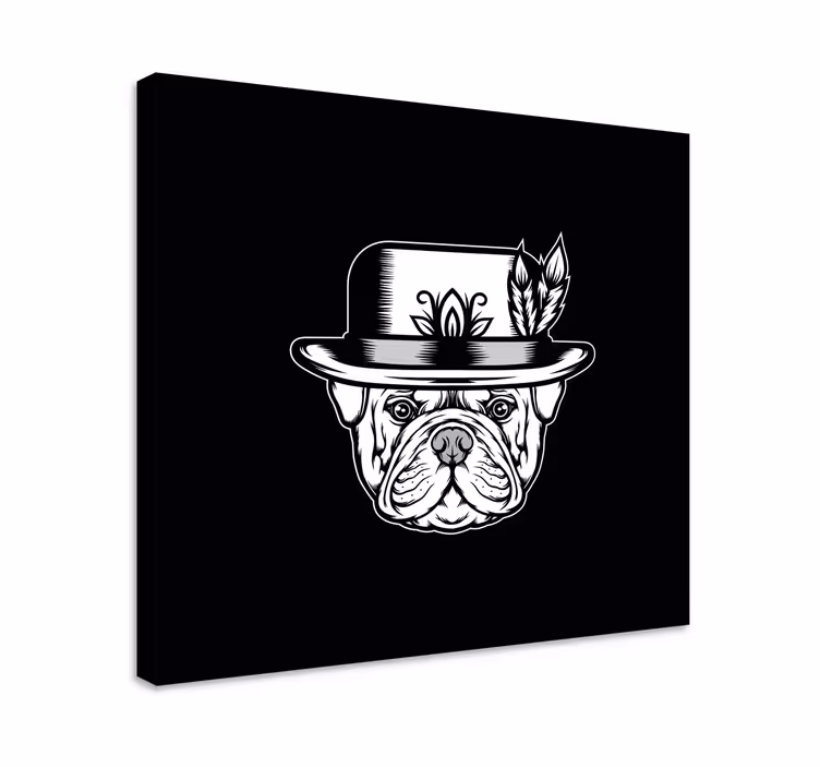 Canvas schilderij honden Buldog op zwarte achtergrond - TenStickers