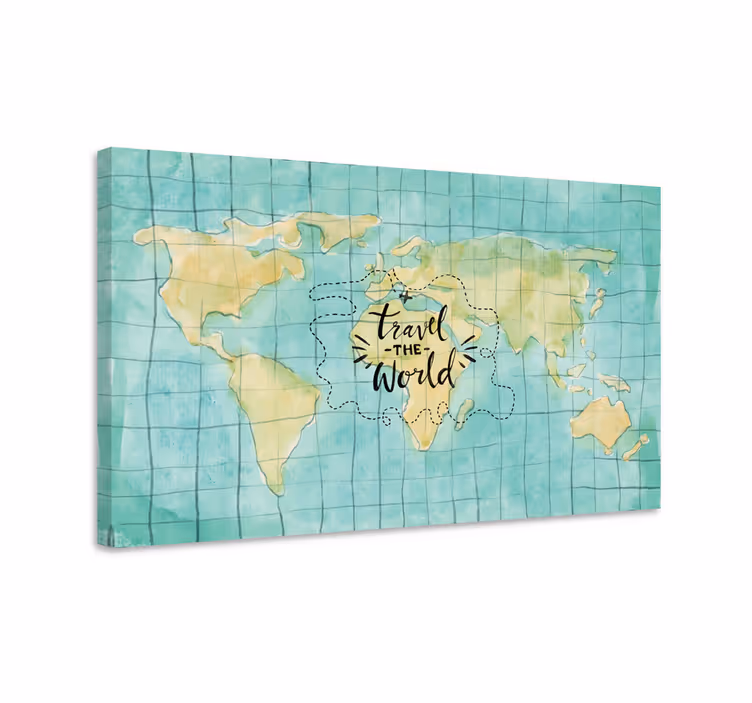 Wereldkaart canvas schilderij reis de wereld - TenStickers