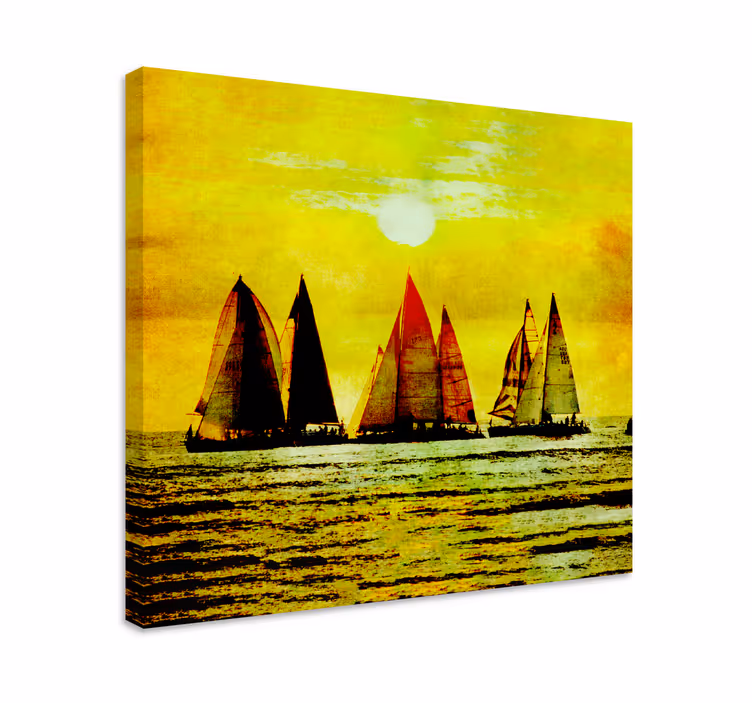 Zonsondergang zeilscène Canvas schilderij marine - TenStickers