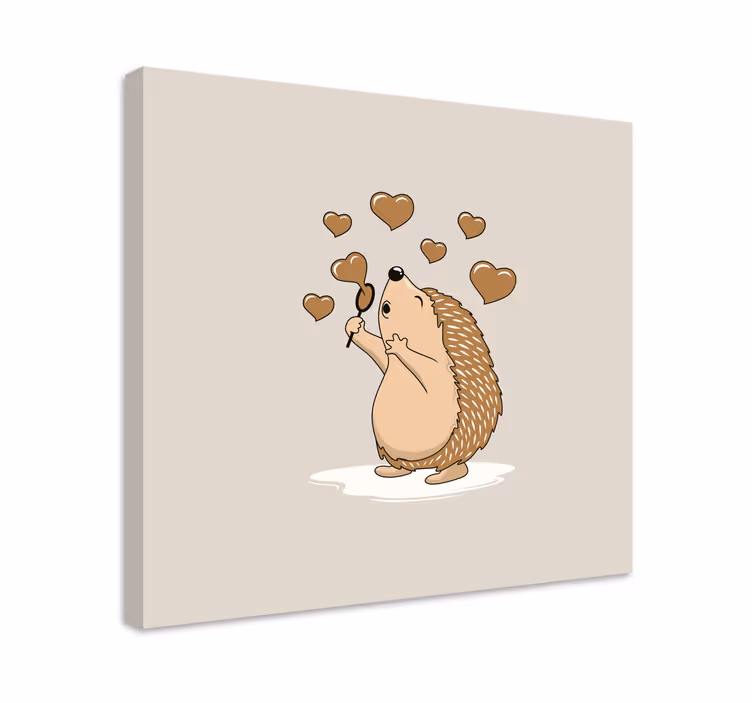 Canvas schilderij dieren gelukkige egel harten - TenStickers