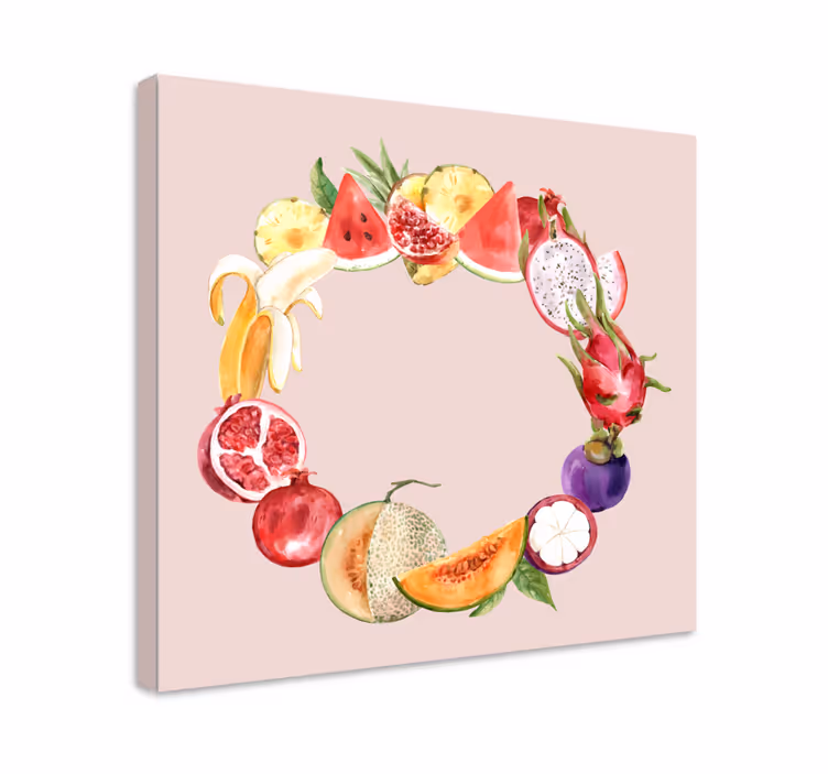 Canvas stilleven en fruit circulaire schikking - TenStickers