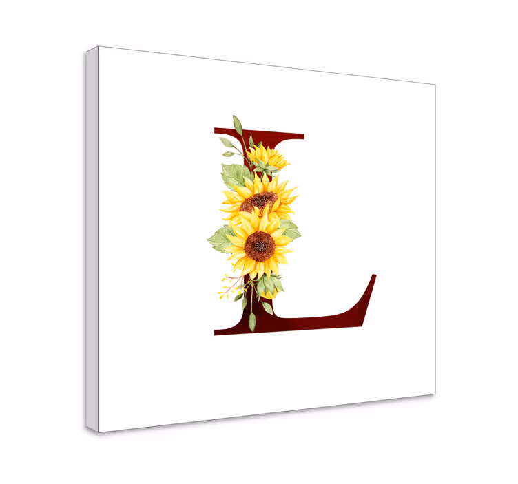 Zonnebloem letter l Canvas schilderij bloemen - TenStickers