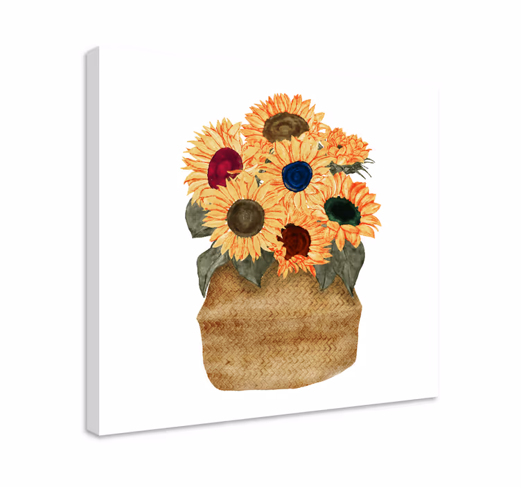 Canvas schilderij bloemen en planten zonnebloemenboeket - TenStickers