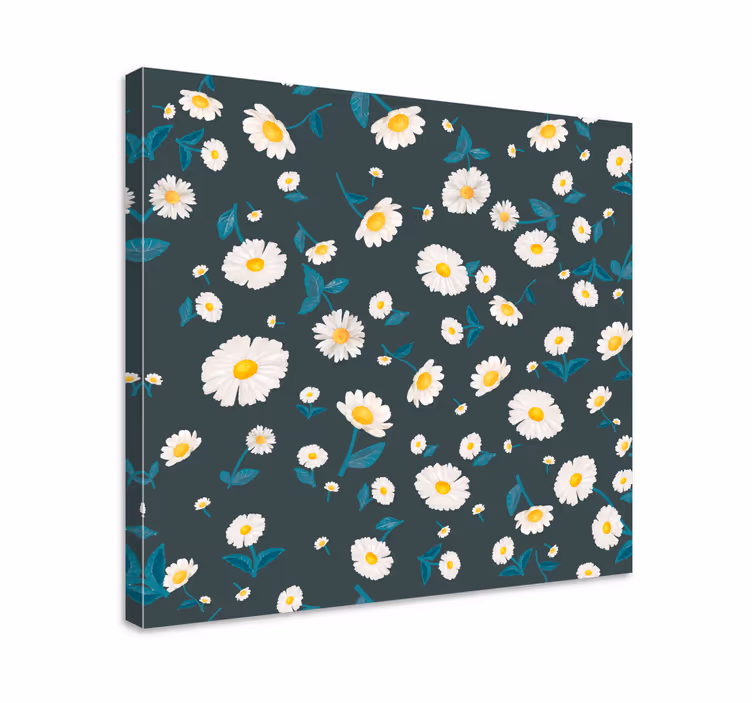 Madeliefjespatroon Canvas schilderij bloemen en planten - TenStickers