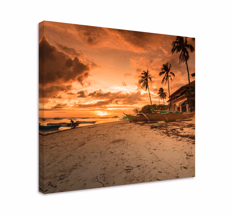 Serene zonsondergang over water Canvas landschap - TenStickers