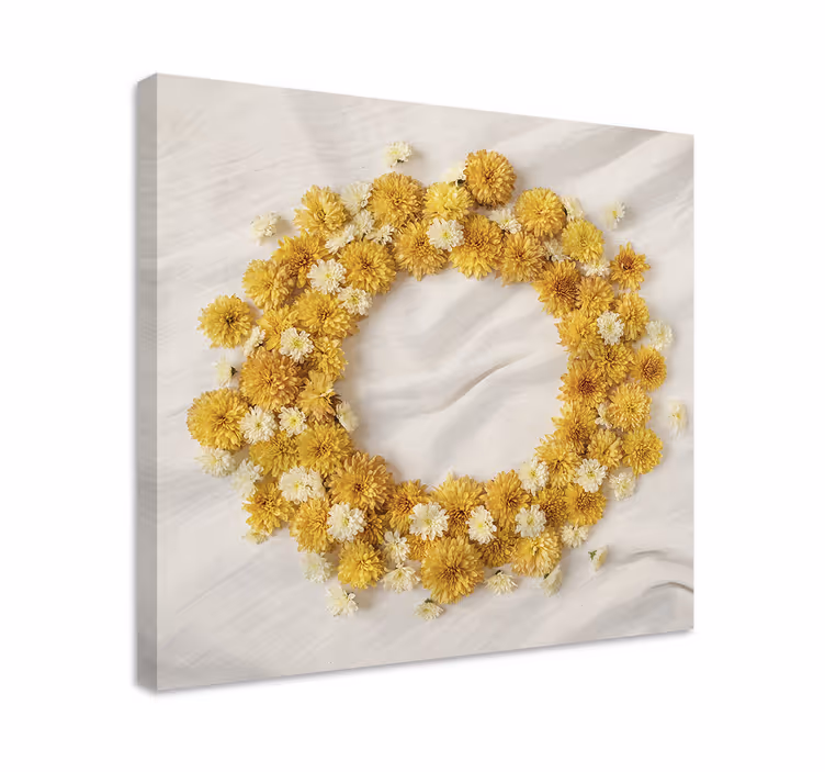 Canvas schilderij bloemen en planten bloemenkrans - TenStickers