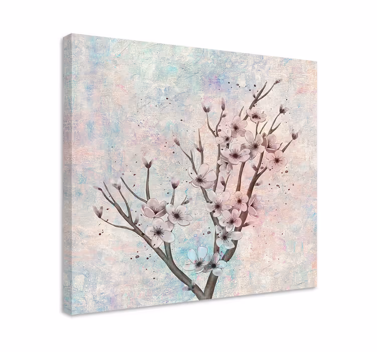 Canvas schilderij bloemen en planten kersenbloesemtak - TenStickers