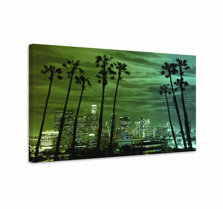 Canvas schilderij landen en steden palmboom skyline - TenStickers