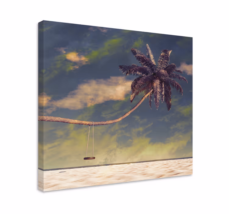 Canvas schilderij bloemen en planten hangmatpalm - TenStickers