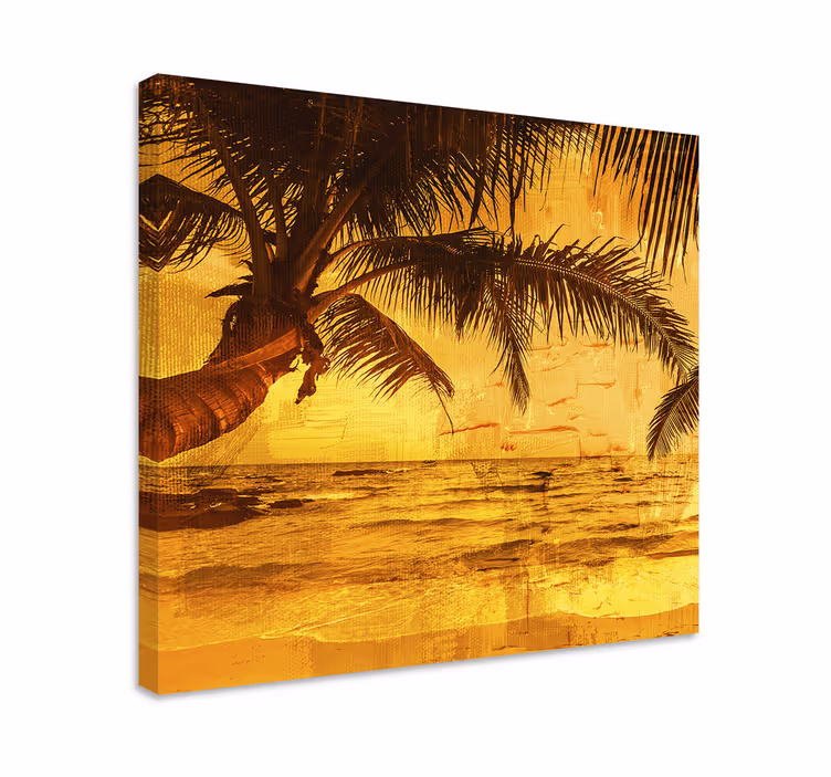 Canvas landschap zonsondergang palm scene - TenStickers