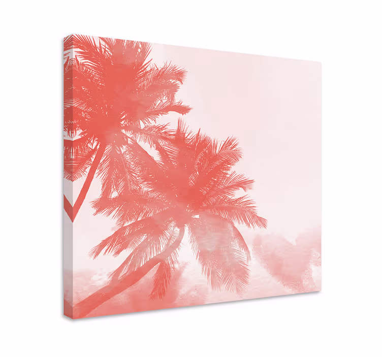 Canvas schilderij bloemen en planten palmboom omlijning - TenStickers