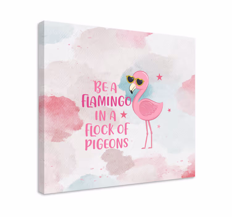 Canvas schilderij dinosaurus flamingo met zonnebril - TenStickers