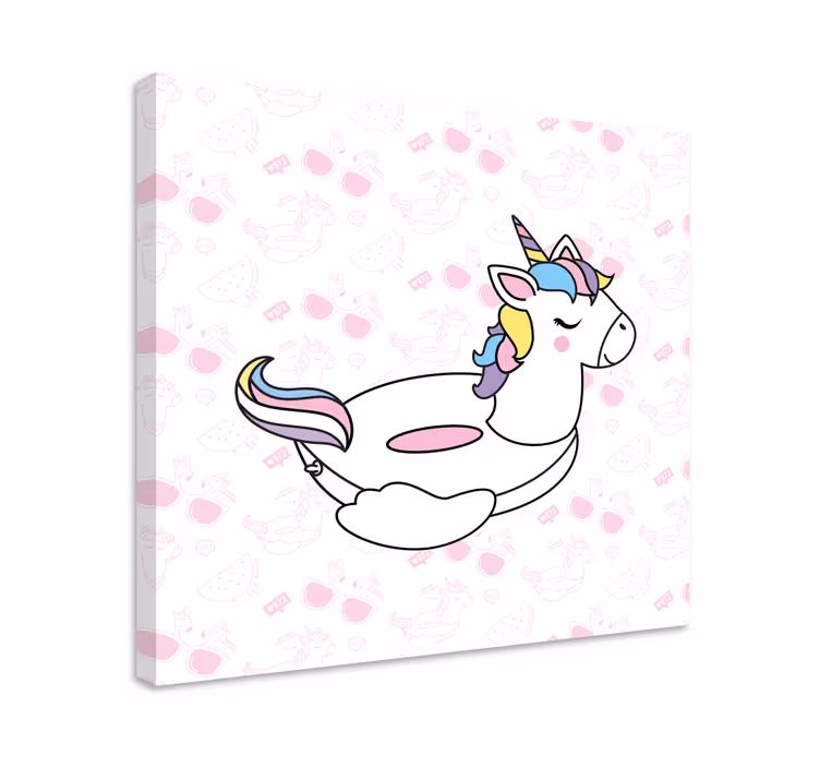 Met roze zonnebril Canvas schilderij eenhoorn - TenStickers