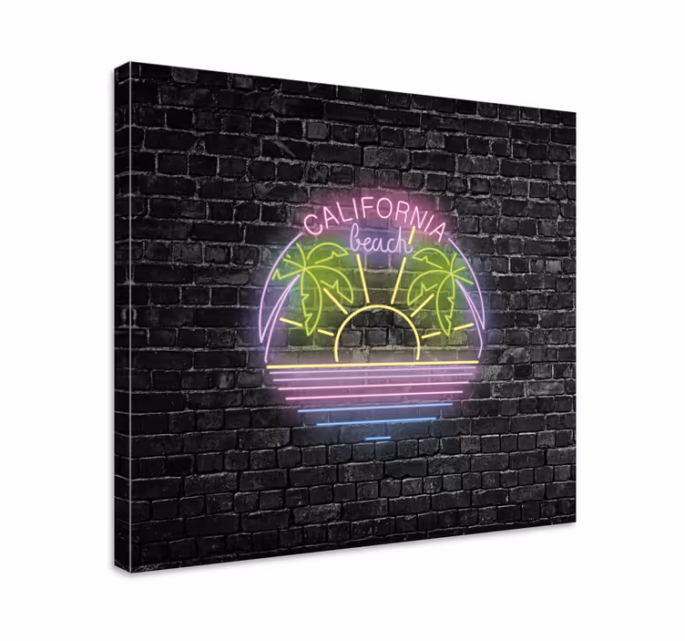 Canvas schilderij landen en steden california beach neon - TenStickers