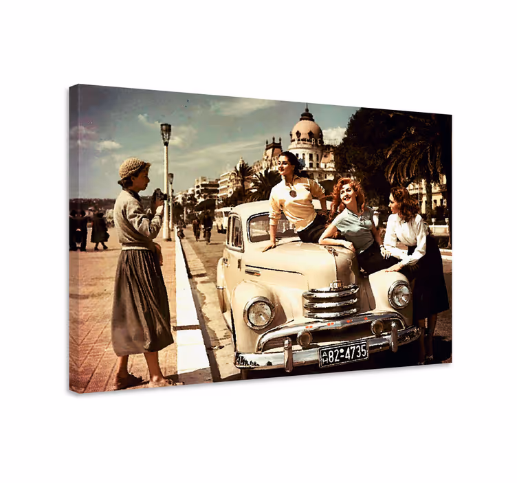 Vintage canvas schilderij klassieke auto charme - TenStickers