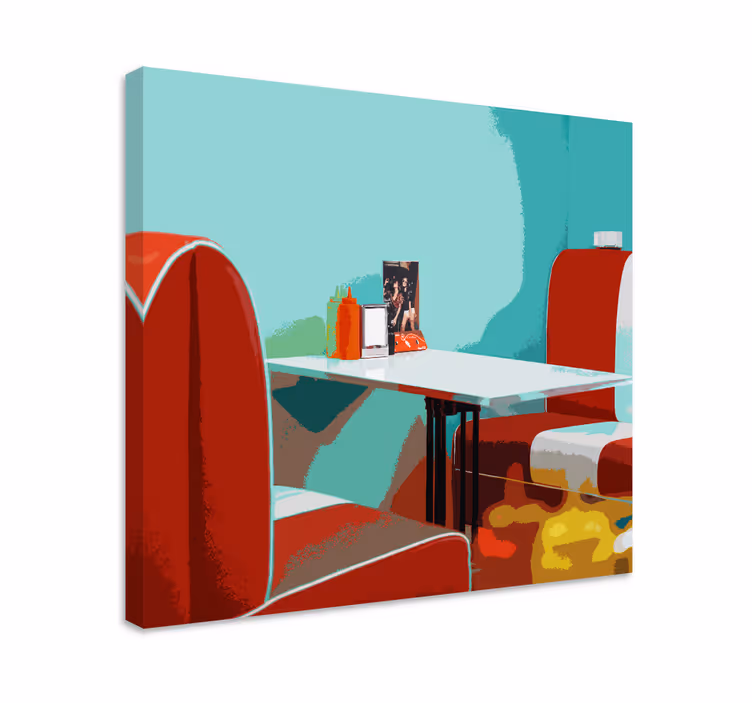 Canvas woonkamer Retro vintage restaurant - TenStickers