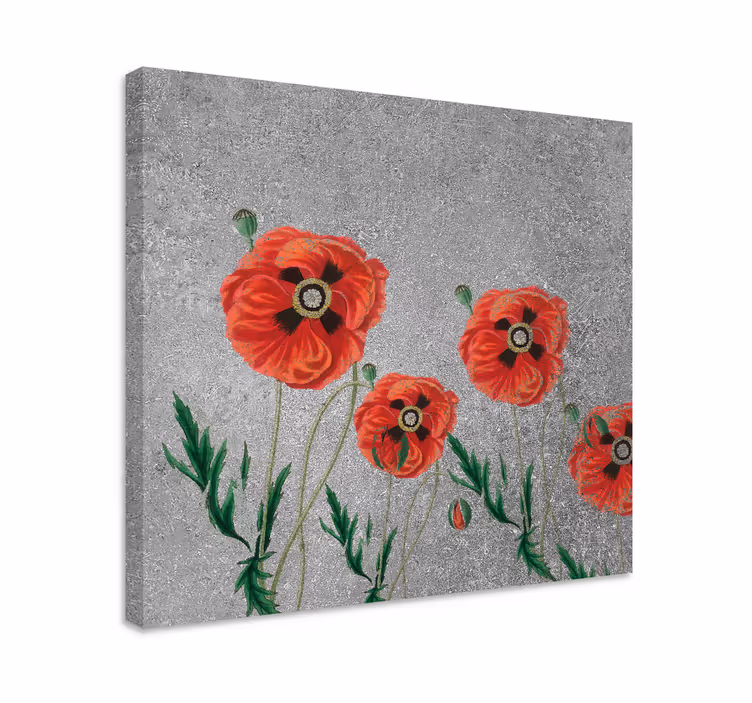Canvas schilderij bloemen en planten vrolijke klaprozen - TenStickers