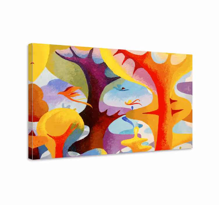 Canvas schilderij abstract kleurrijke organische vormen - TenStickers