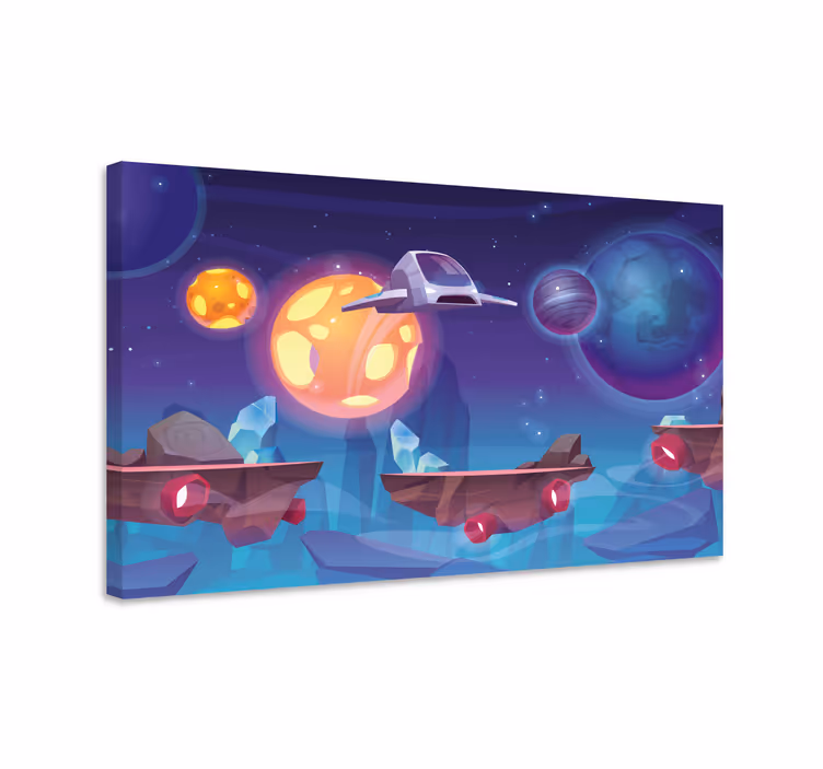 Videogame canvas ruimte avontuur scène - TenStickers